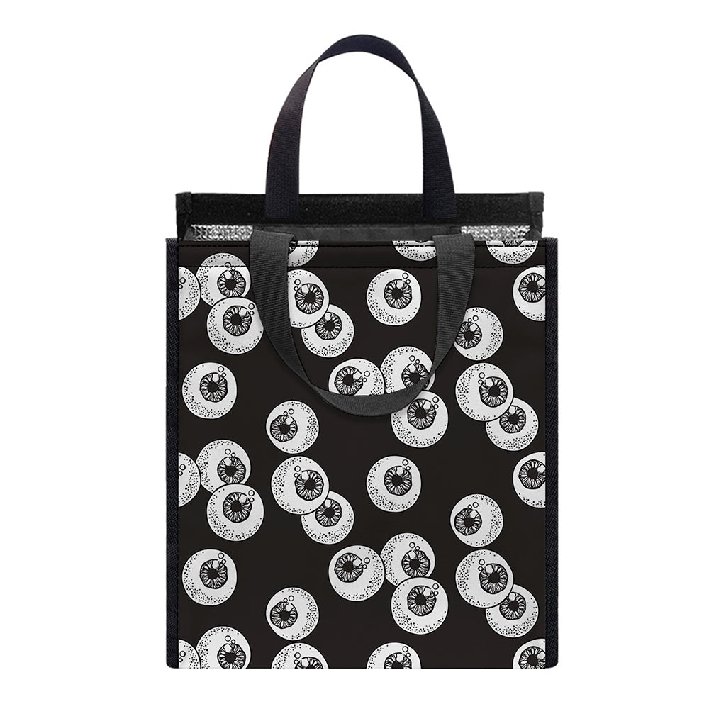 Black And White Eyeball Pattern Print Insulated Lunch Tote