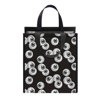 Black And White Eyeball Pattern Print Insulated Lunch Tote