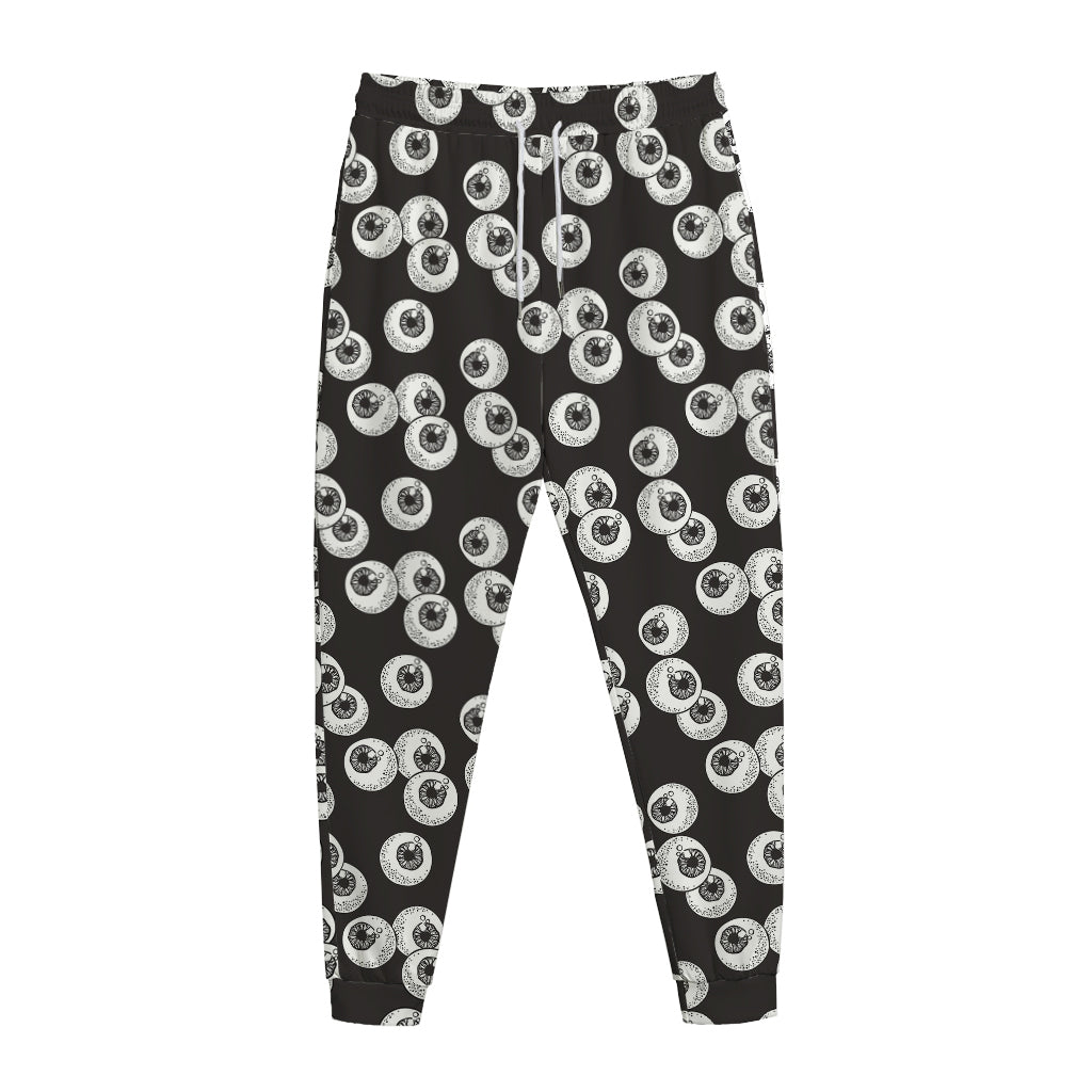 Black And White Eyeball Pattern Print Jogger Pants