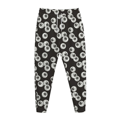 Black And White Eyeball Pattern Print Jogger Pants
