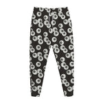 Black And White Eyeball Pattern Print Jogger Pants