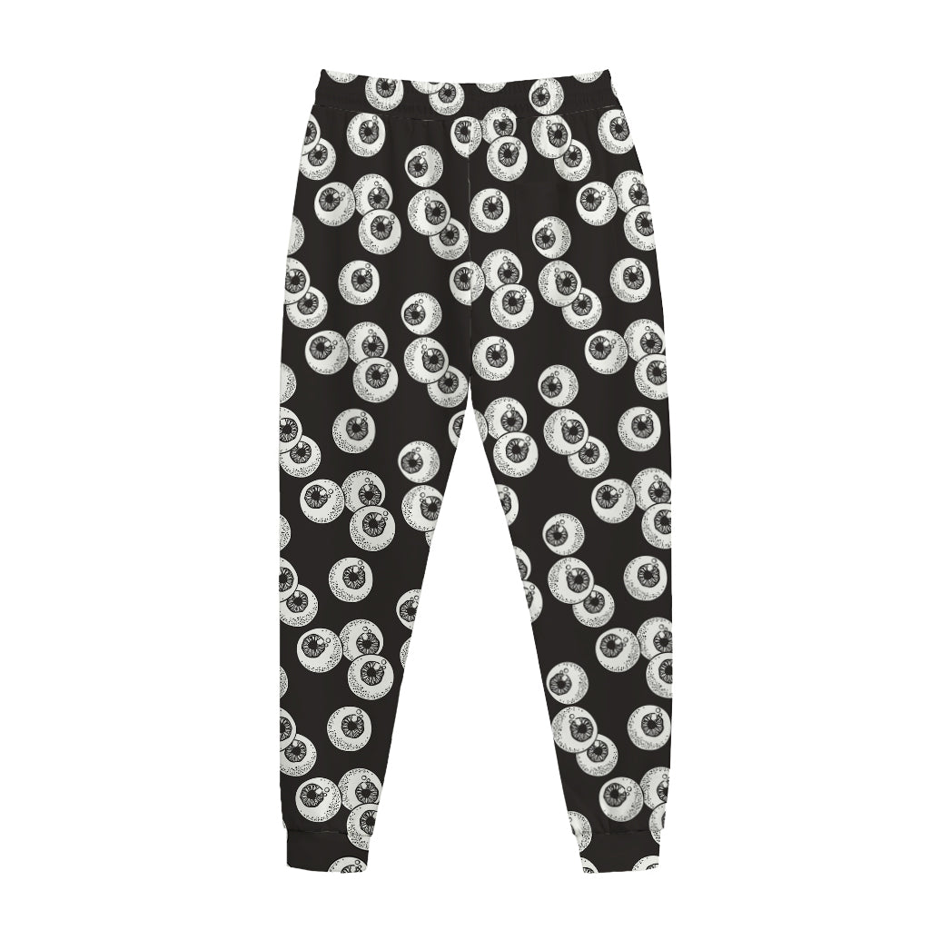 Black And White Eyeball Pattern Print Jogger Pants