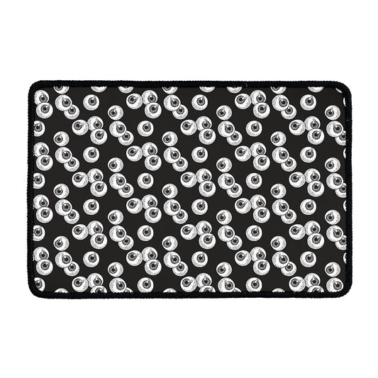 Black And White Eyeball Pattern Print Kitchen Mat