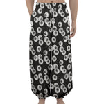 Black And White Eyeball Pattern Print Lantern Pants