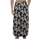 Black And White Eyeball Pattern Print Lantern Pants