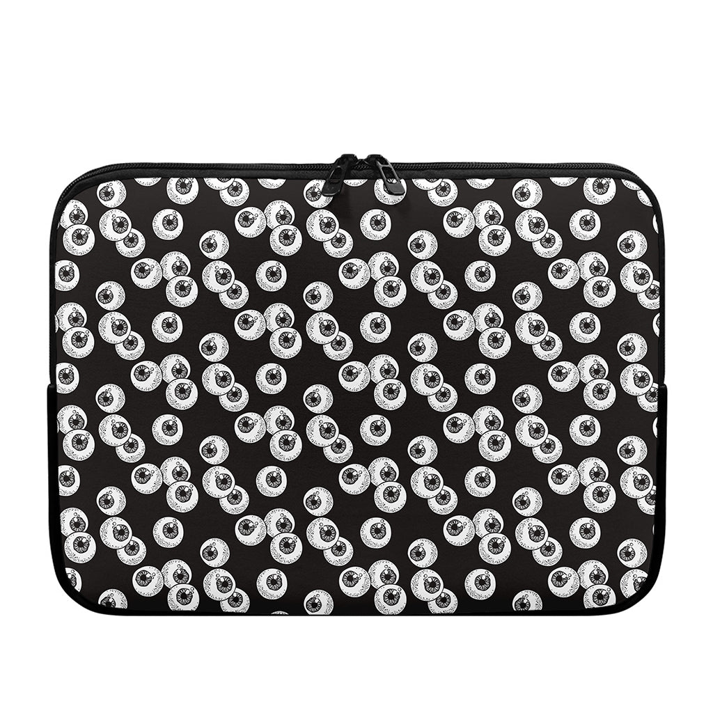 Black And White Eyeball Pattern Print Laptop Sleeve