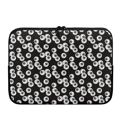 Black And White Eyeball Pattern Print Laptop Sleeve