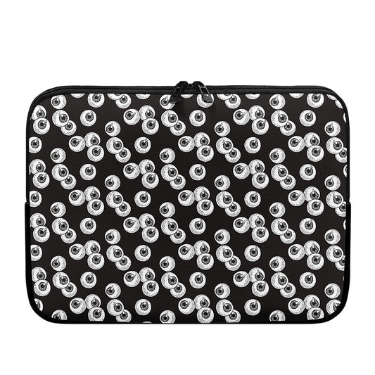 Black And White Eyeball Pattern Print Laptop Sleeve
