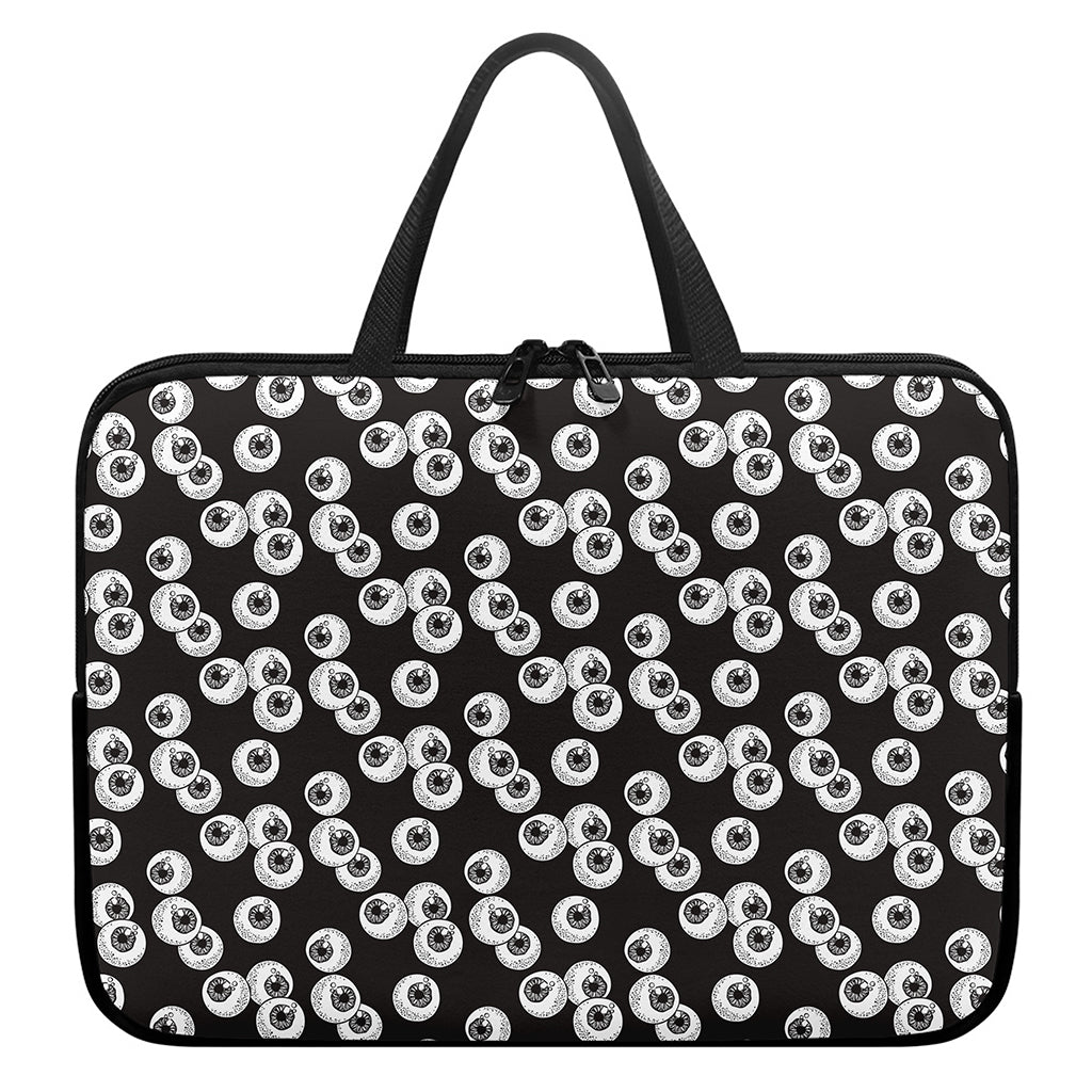 Black And White Eyeball Pattern Print Laptop Sleeve With Handle