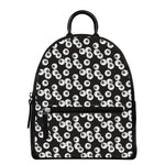 Black And White Eyeball Pattern Print Leather Backpack