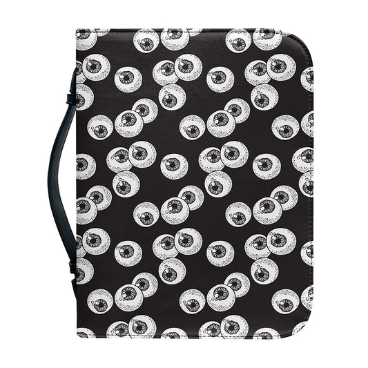 Black And White Eyeball Pattern Print Leather Bible Cover