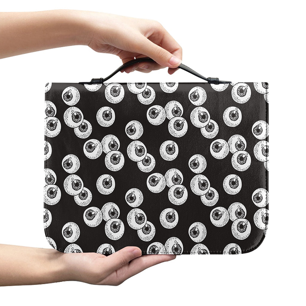 Black And White Eyeball Pattern Print Leather Bible Cover