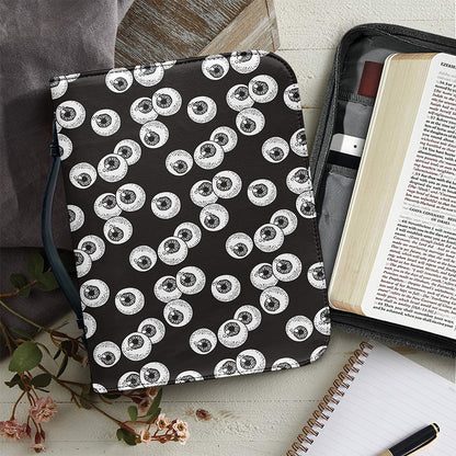 Black And White Eyeball Pattern Print Leather Bible Cover