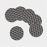 Black And White Eyeball Pattern Print Leather Coaster Set