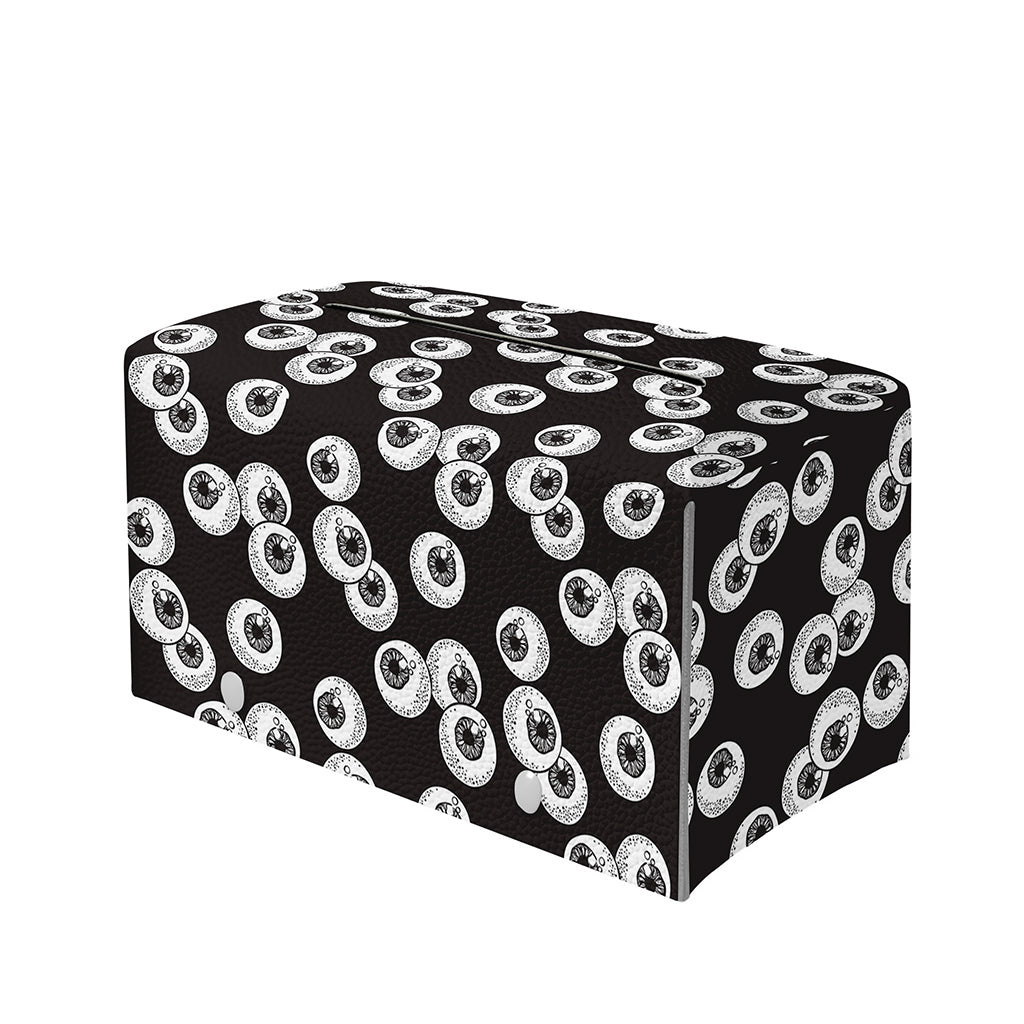 Black And White Eyeball Pattern Print Leather Tissue Box Cover
