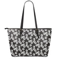 Black And White Eyeball Pattern Print Leather Tote Bag With Zipper
