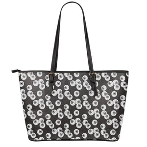 Black And White Eyeball Pattern Print Leather Tote Bag