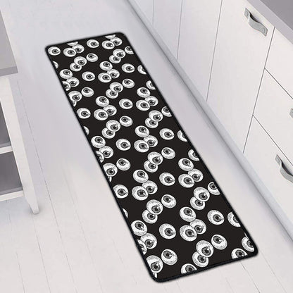 Black And White Eyeball Pattern Print Long Kitchen Mat
