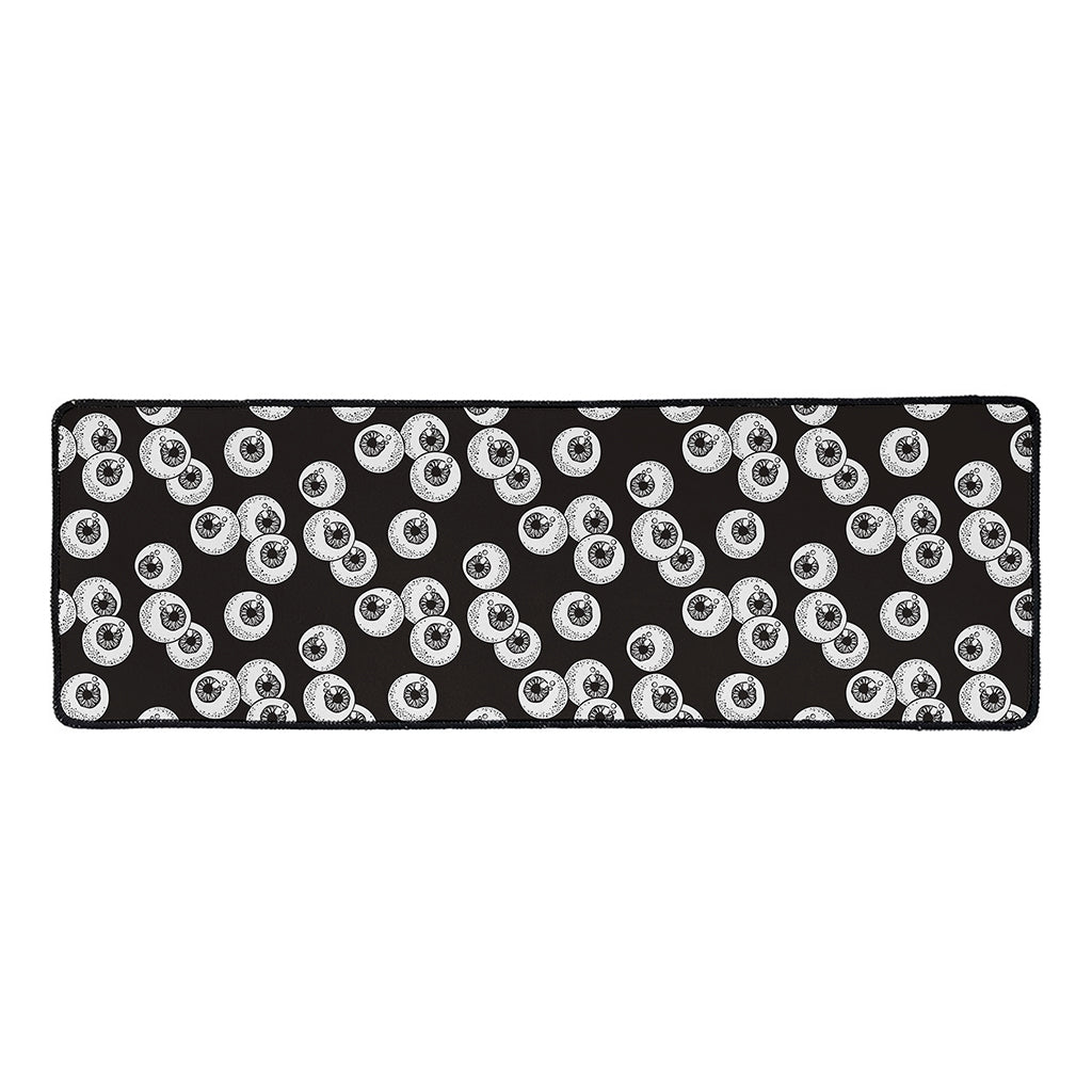 Black And White Eyeball Pattern Print Long Kitchen Mat