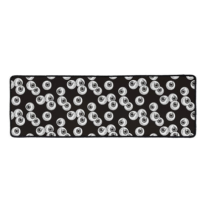 Black And White Eyeball Pattern Print Long Kitchen Mat