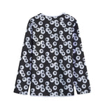 Black And White Eyeball Pattern Print Long Sleeve Short Coat