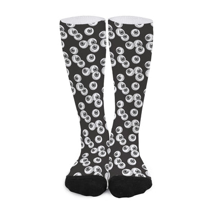 Black And White Eyeball Pattern Print Long Socks