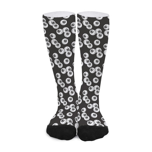 Black And White Eyeball Pattern Print Long Socks