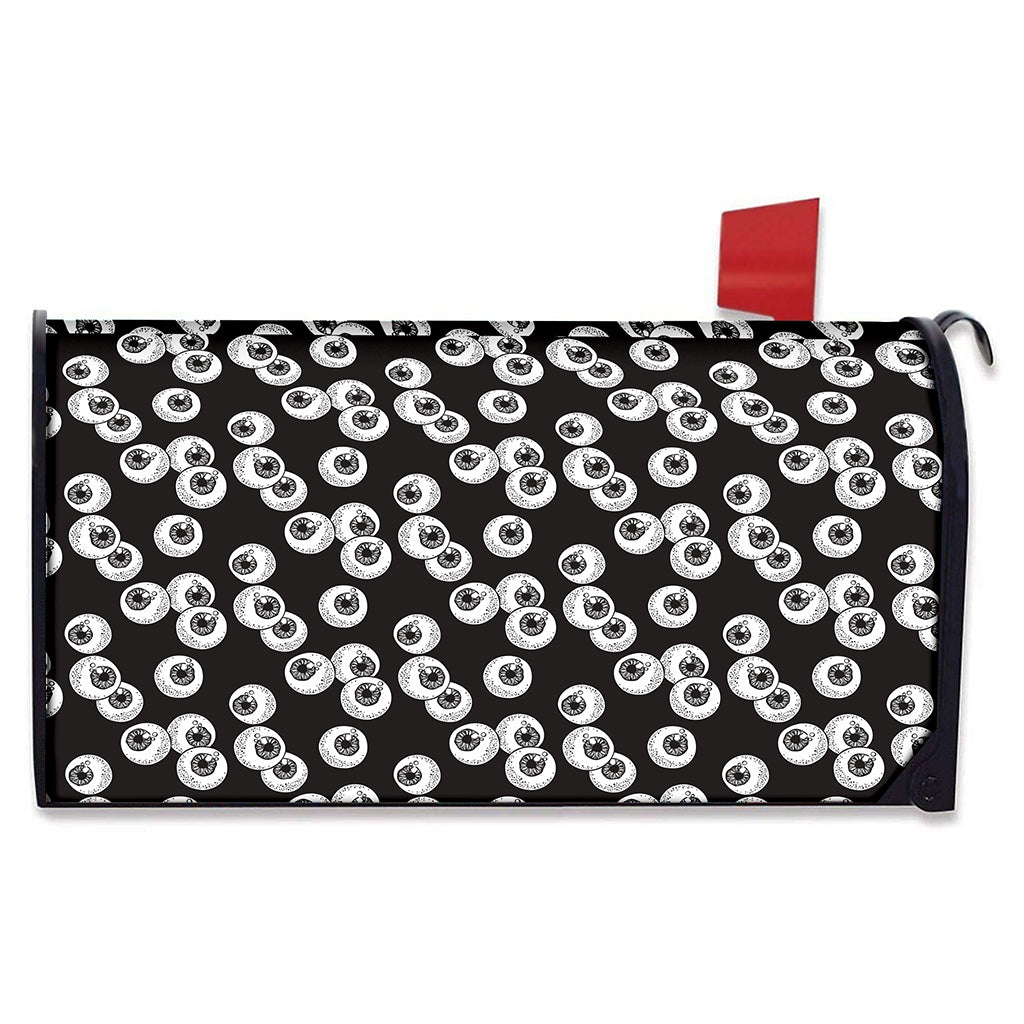 Black And White Eyeball Pattern Print Mailbox Cover