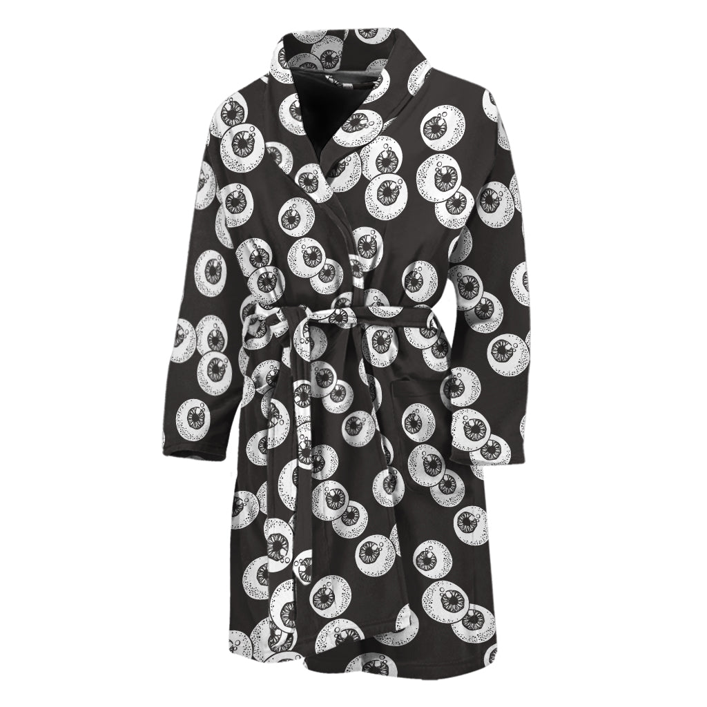 Black And White Eyeball Pattern Print Men's Bathrobe