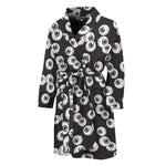 Black And White Eyeball Pattern Print Men's Bathrobe