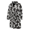 Black And White Eyeball Pattern Print Men's Bathrobe