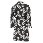 Black And White Eyeball Pattern Print Men's Bathrobe