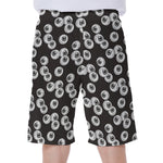 Black And White Eyeball Pattern Print Men's Beach Shorts