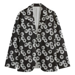 Black And White Eyeball Pattern Print Men's Blazer