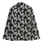 Black And White Eyeball Pattern Print Men's Blazer
