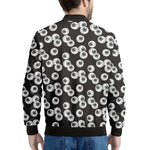 Black And White Eyeball Pattern Print Men's Bomber Jacket