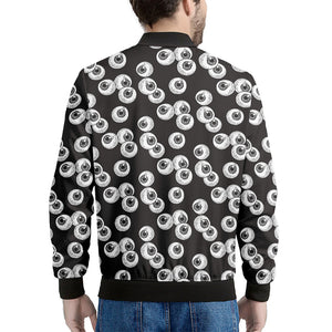 Black And White Eyeball Pattern Print Men's Bomber Jacket