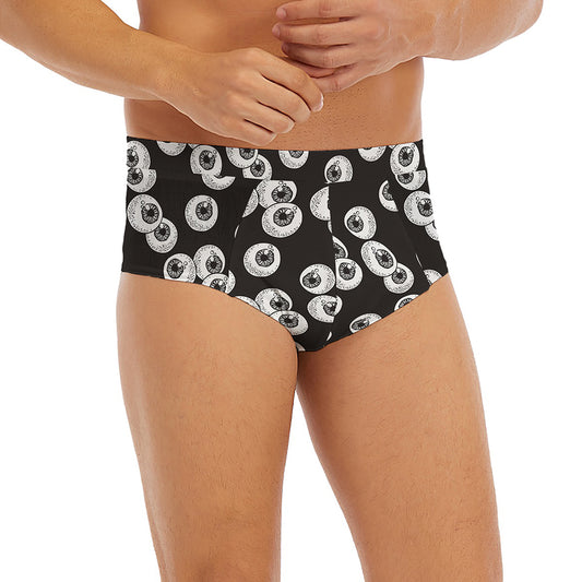 Black And White Eyeball Pattern Print Men's Briefs