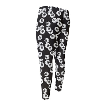 Black And White Eyeball Pattern Print Men's Compression Pants