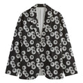 Black And White Eyeball Pattern Print Men's Cotton Blazer