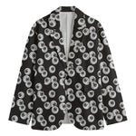 Black And White Eyeball Pattern Print Men's Cotton Blazer
