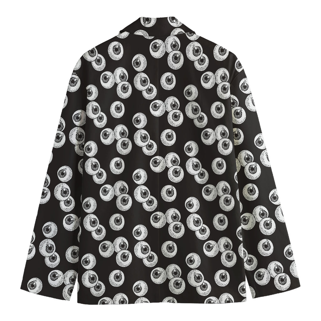 Black And White Eyeball Pattern Print Men's Cotton Blazer