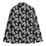 Black And White Eyeball Pattern Print Men's Cotton Blazer