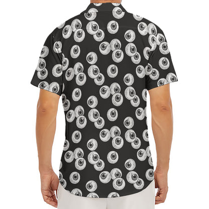 Black And White Eyeball Pattern Print Men's Deep V-Neck Shirt