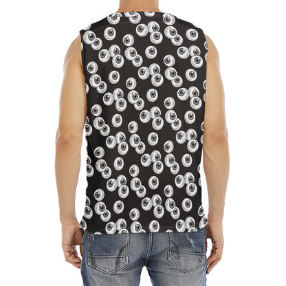 Black And White Eyeball Pattern Print Men's Fitness Tank Top