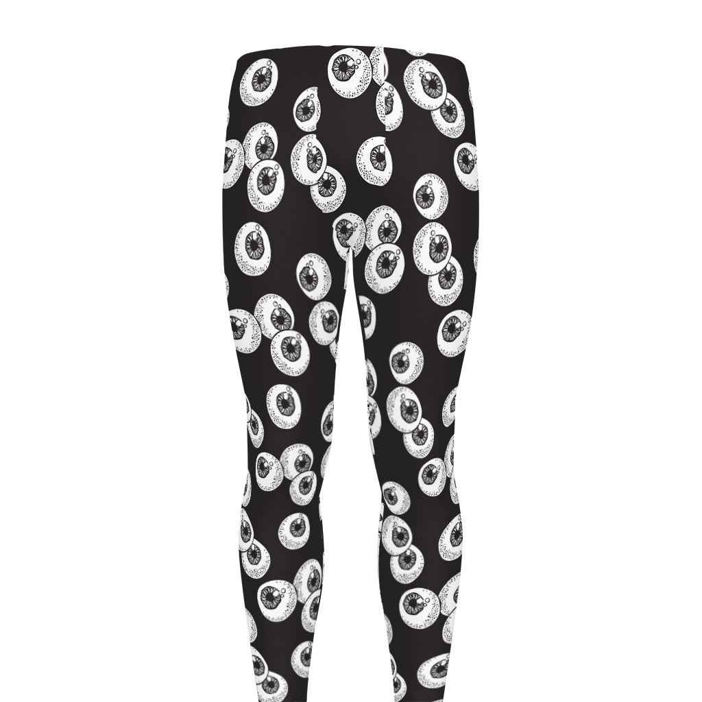 Black And White Eyeball Pattern Print Men's leggings
