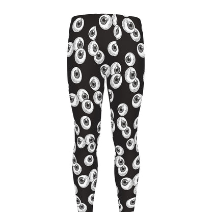 Black And White Eyeball Pattern Print Men's leggings