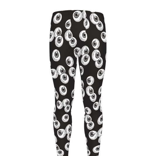 Black And White Eyeball Pattern Print Men's leggings