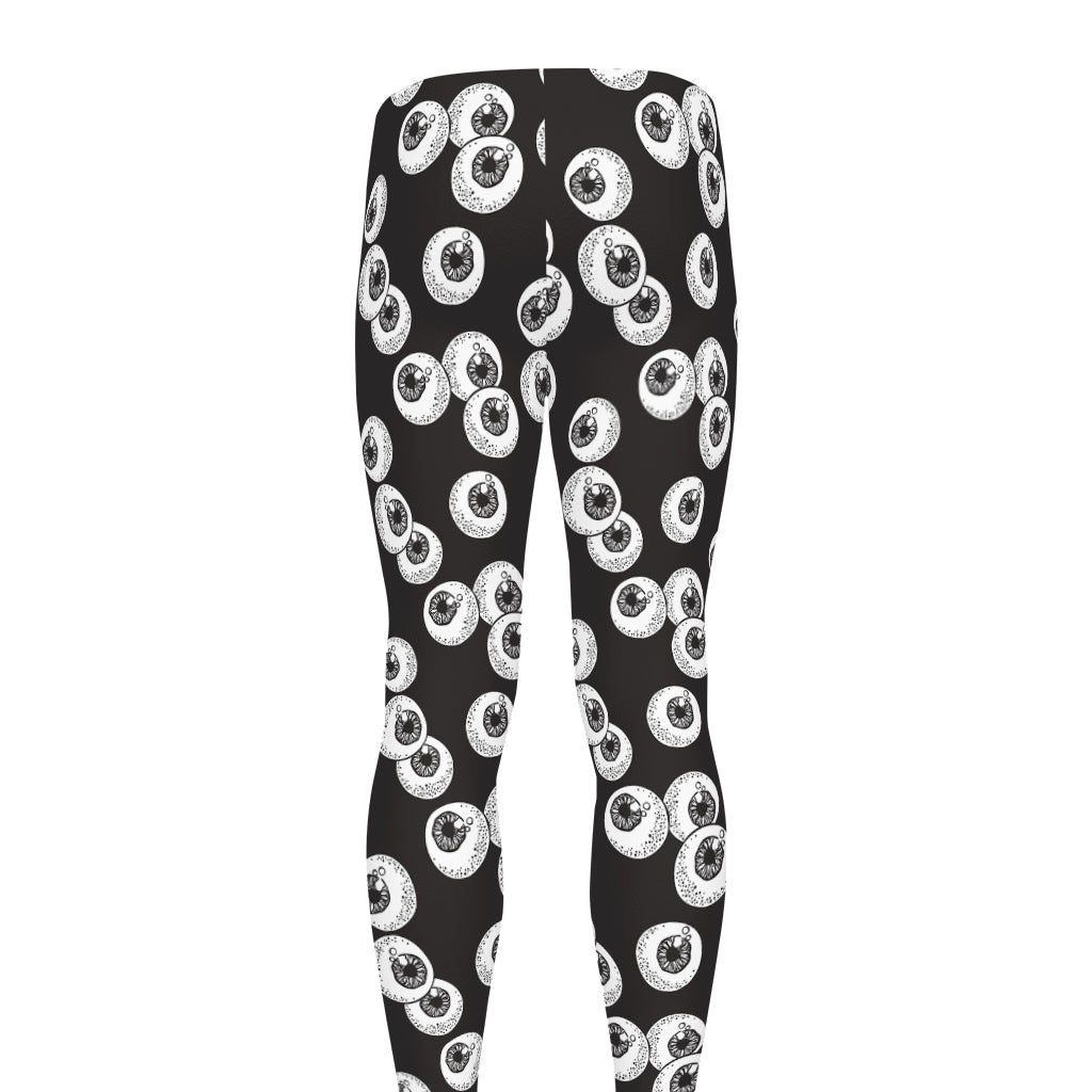 Black And White Eyeball Pattern Print Men's leggings