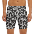 Black And White Eyeball Pattern Print Men's Long Boxer Briefs